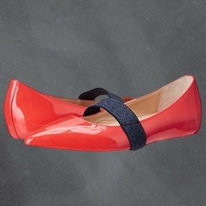 “Dora” Ballet Flat in Coral Patent Leather by designer Anyi Lu